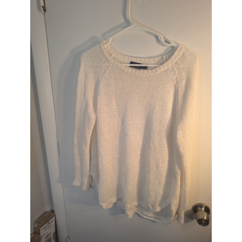 Polo Ralph Lauren 100% Linen Knit Long Sleeve Pullover Oversized Sweater S White
